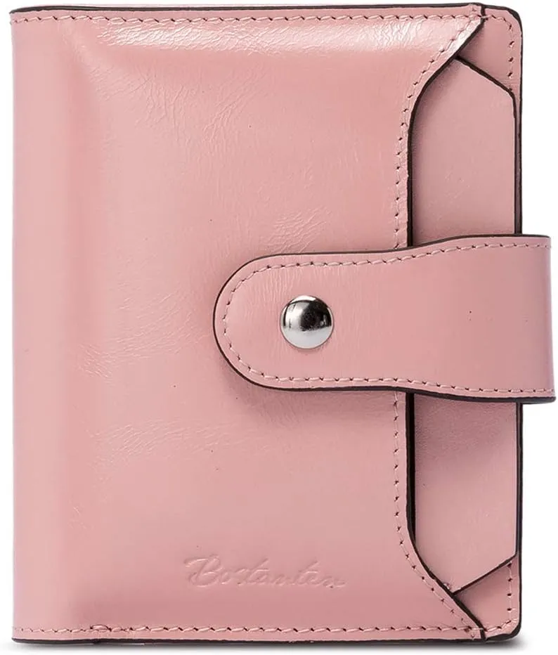 BOSTANTEN Women Leather Wallet RFID Blocking Small Bifold Zipper Pocket Wallet Card Case Purse with ID Window