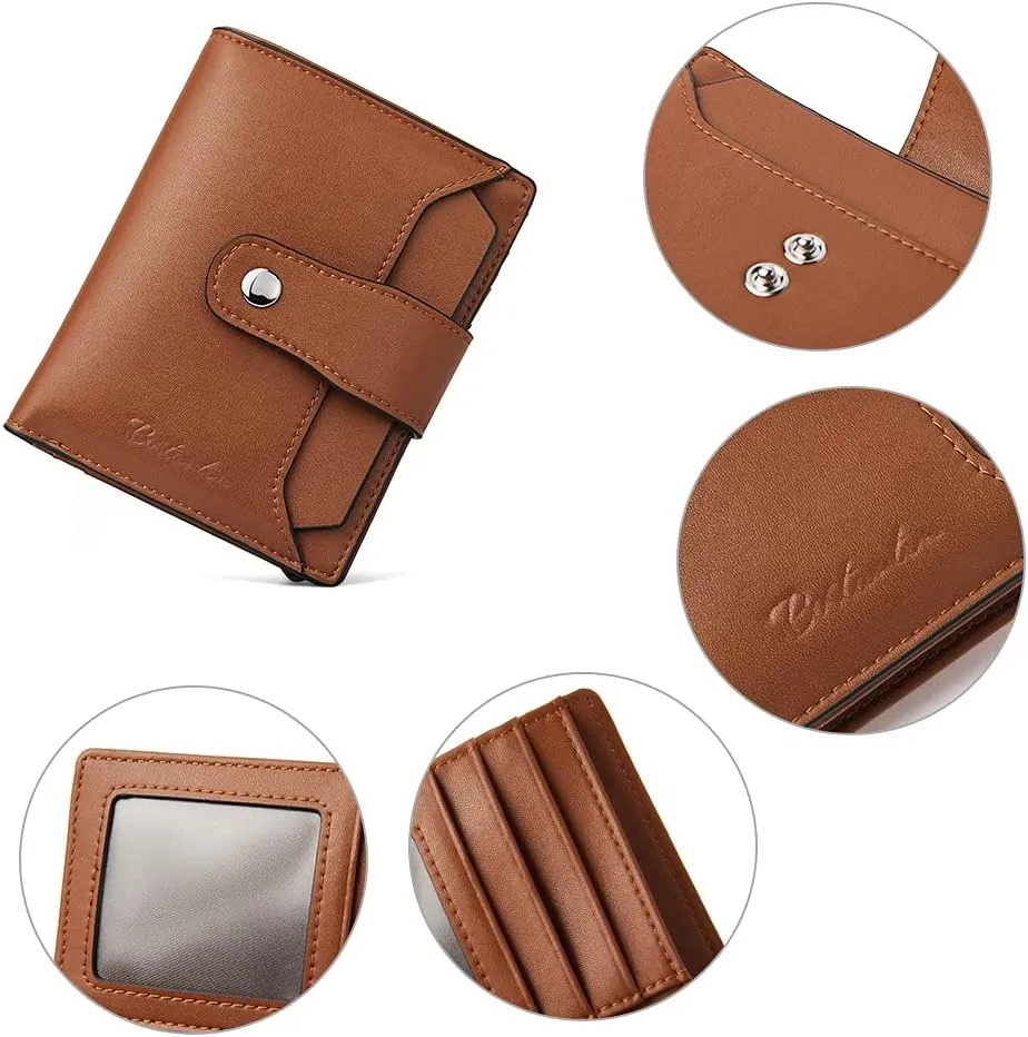 BOSTANTEN Women Leather Wallet RFID Blocking Small Bifold Zipper Pocket Wallet Card Case Purse with ID Window
