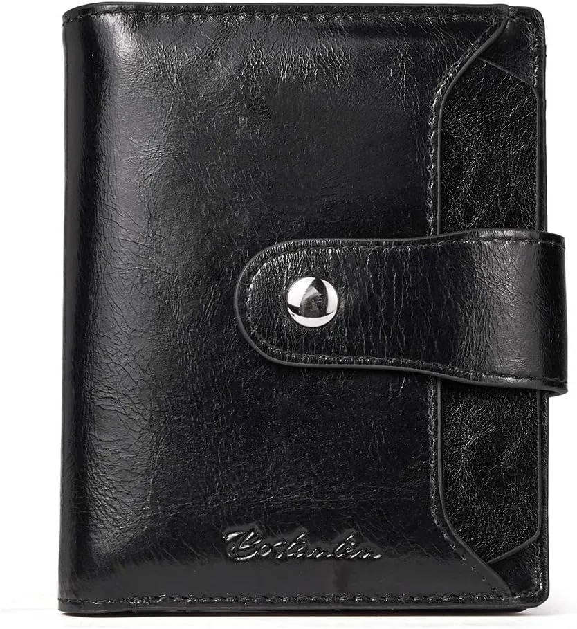 BOSTANTEN Women Leather Wallet RFID Blocking Small Bifold Zipper Pocket Wallet Card Case Purse with ID Window