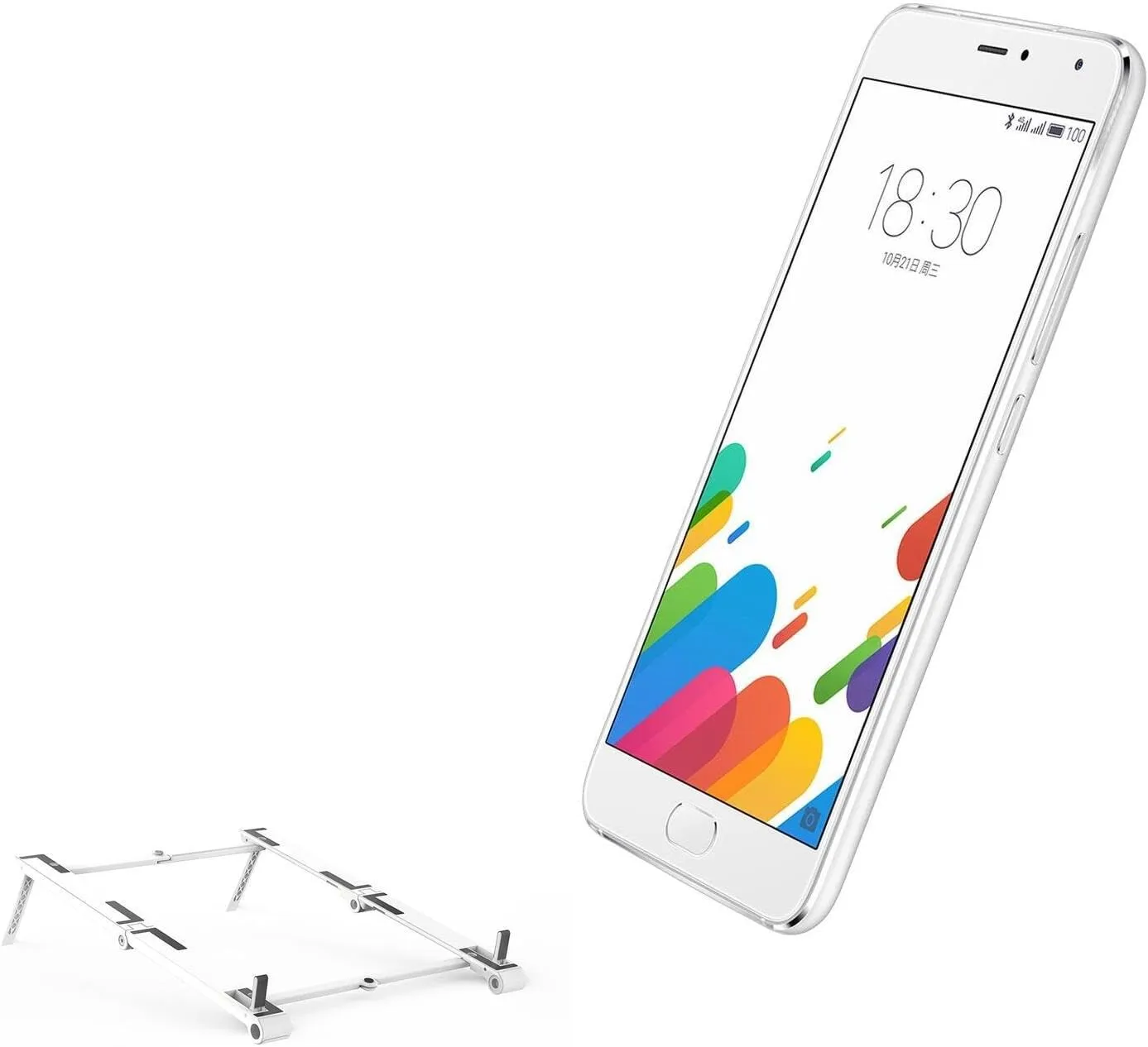 BoxWave Stand and Mount Compatible with Meizu Blue Charm Metal - Pocket Aluminum Stand 3-in-1, Portable Multi Angle Viewing Riser - Metallic Silver