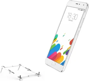 BoxWave Stand and Mount Compatible with Meizu Blue Charm Metal - Pocket Aluminum Stand 3-in-1, Portable Multi Angle Viewing Riser - Metallic Silver