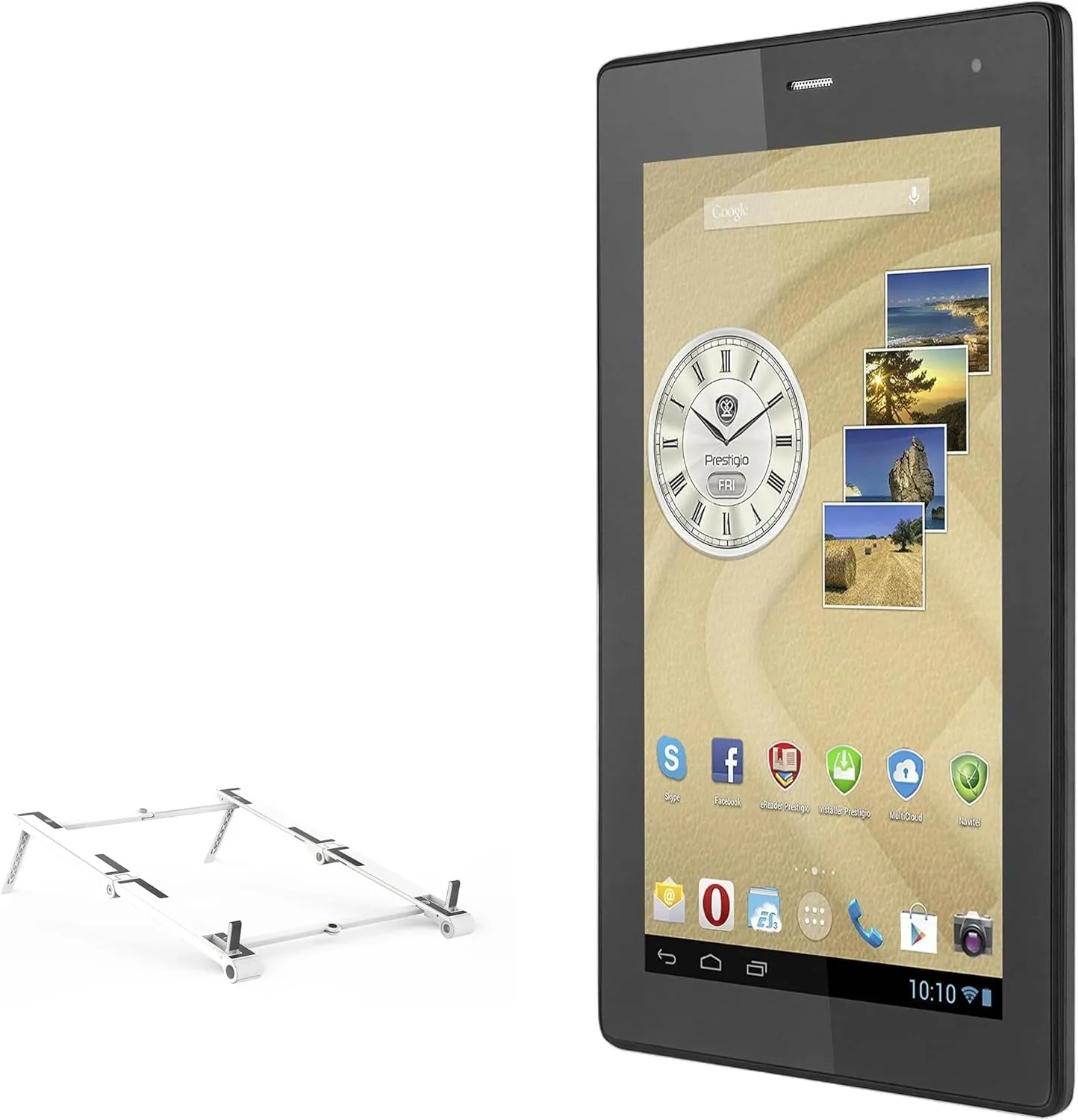 BoxWave Stand and Mount Compatible with Prestigio MultiPad Ranger 7.0 3G - Pocket Aluminum Stand 3-in-1, Portable Multi Angle Viewing Riser - Metallic Silver