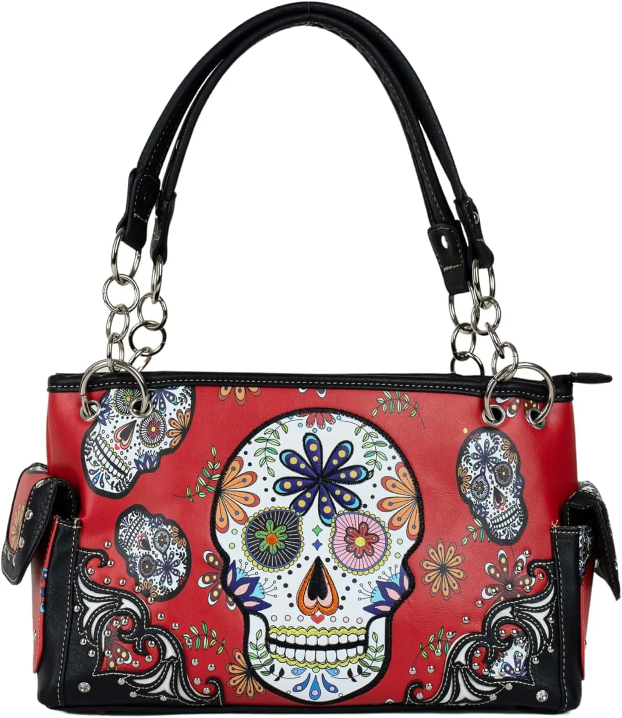 Briomhar Sugar Skull Goth Purse for Women - Day of the Dead Conceal Carry Handbag
