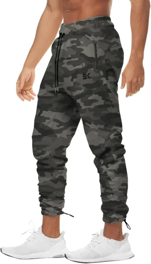 BROKIG Mens Ankle Cords Workout Jogger Pants, Slim Fit Gym Joggers Athletic Sweatpants for Men with Zipper Pockets