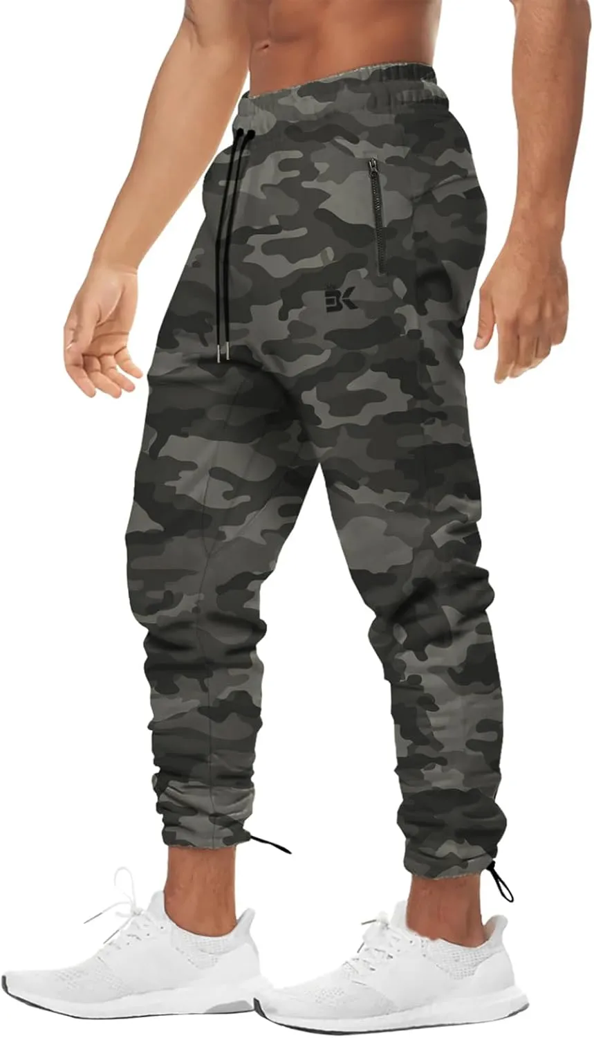 BROKIG Mens Ankle Cords Workout Jogger Pants, Slim Fit Gym Joggers Athletic Sweatpants for Men with Zipper Pockets