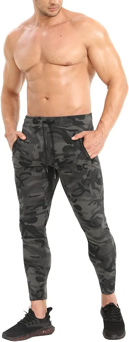 BROKIG Mens Ankle Cords Workout Jogger Pants, Slim Fit Gym Joggers Athletic Sweatpants for Men with Zipper Pockets