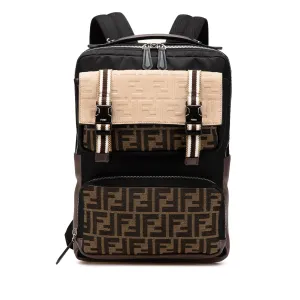 Brown Fendi Zucca Canvas and Nylon Multi Pocket Backpack
