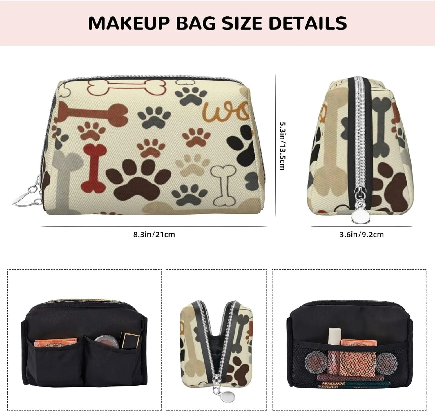 Bull Rider,Large Capacity Travel Leather Cosmetic Bag,Bull Rider At Sunset Dramatic,Multifunctional Storage Makeup Bag for Women,Black Orange,M