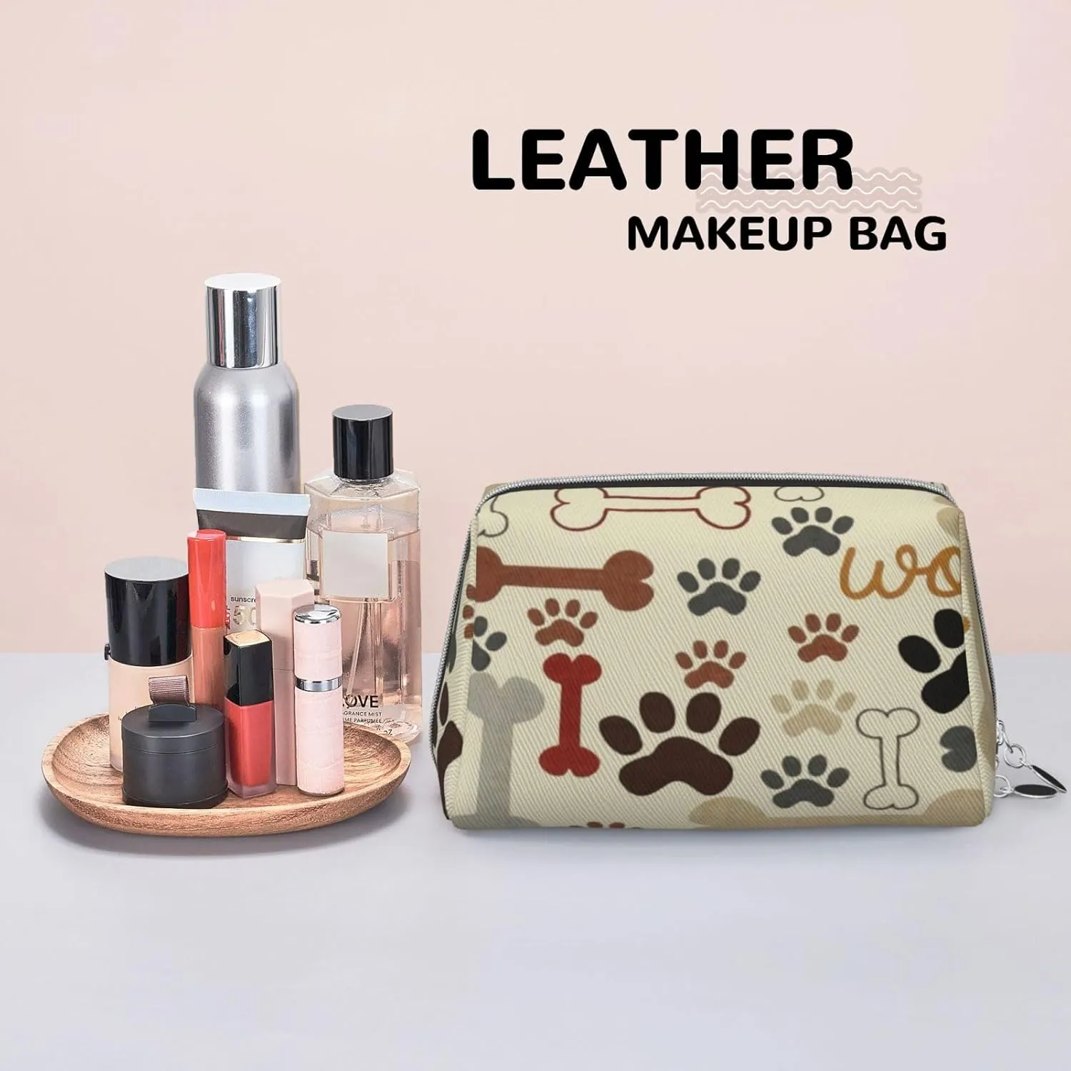 Bull Rider,Large Capacity Travel Leather Cosmetic Bag,Bull Rider At Sunset Dramatic,Multifunctional Storage Makeup Bag for Women,Black Orange,M