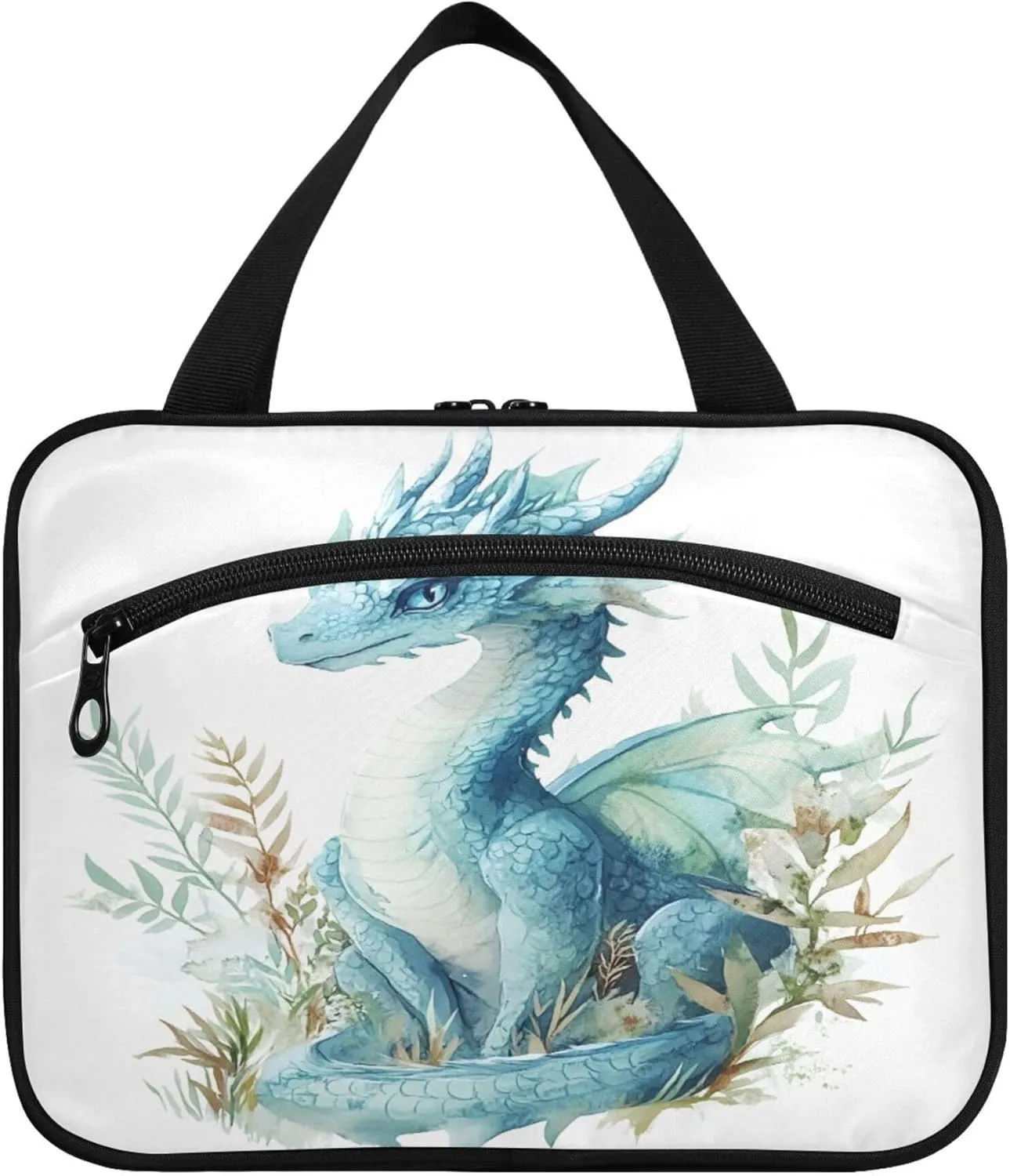 Burbuja Blue Green Dragon Foliage Travel Toiletry Bag for Women, Hanging Waterproof Toiletry Bag Cosmetic Organizer for Toiletries Accessories, M