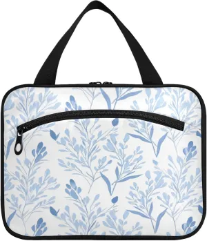 Burbuja Blue Wispy Wildflower Travel Toiletry Bag for Women, Hanging Waterproof Toiletry Bag Cosmetic Organizer for Toiletries Accessories, M