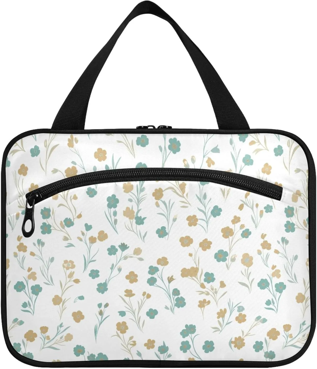 Burbuja Simple Flowers Travel Toiletry Bag for Women, Hanging Waterproof Toiletry Bag Cosmetic Organizer for Toiletries Accessories, M