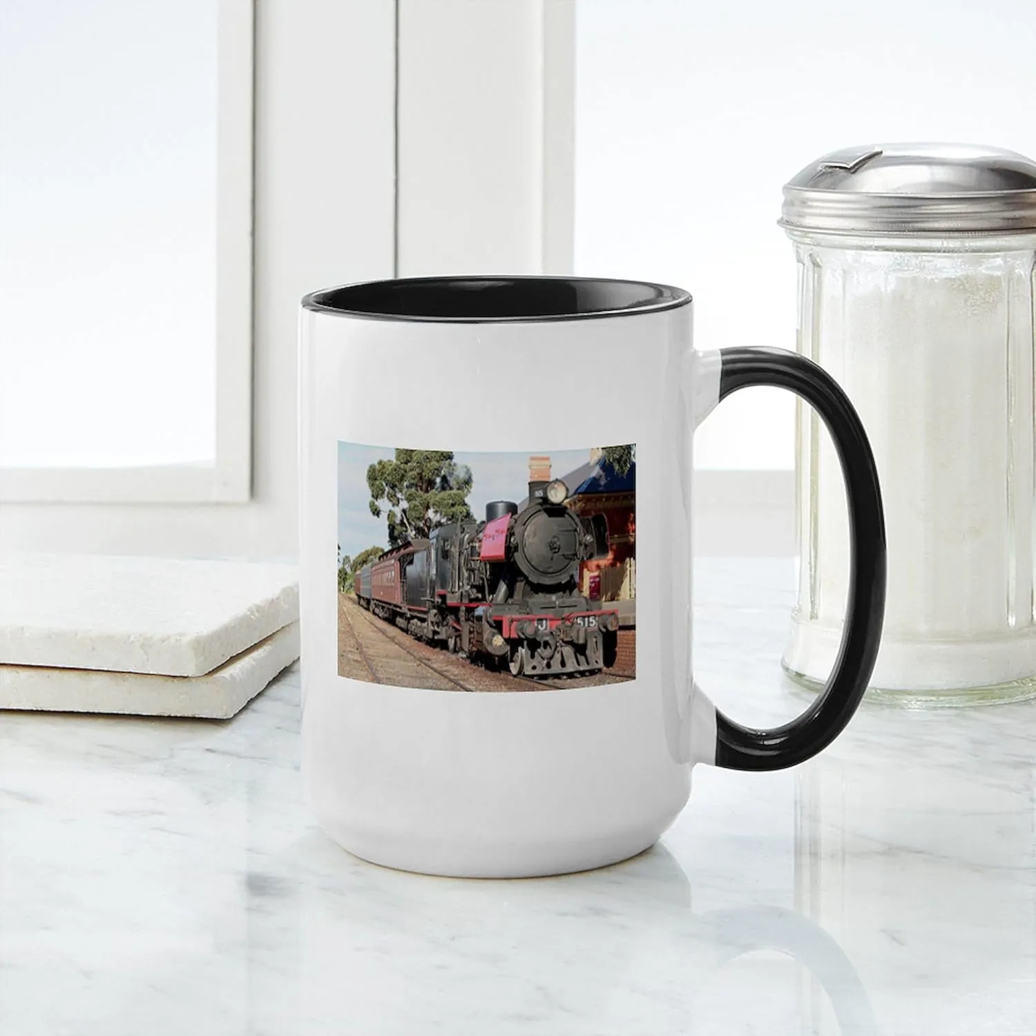 CafePress Goldfields Steam Train Engine Locomotive J515 Mugs 15 oz (444 ml) Ceramic Coffee Mug