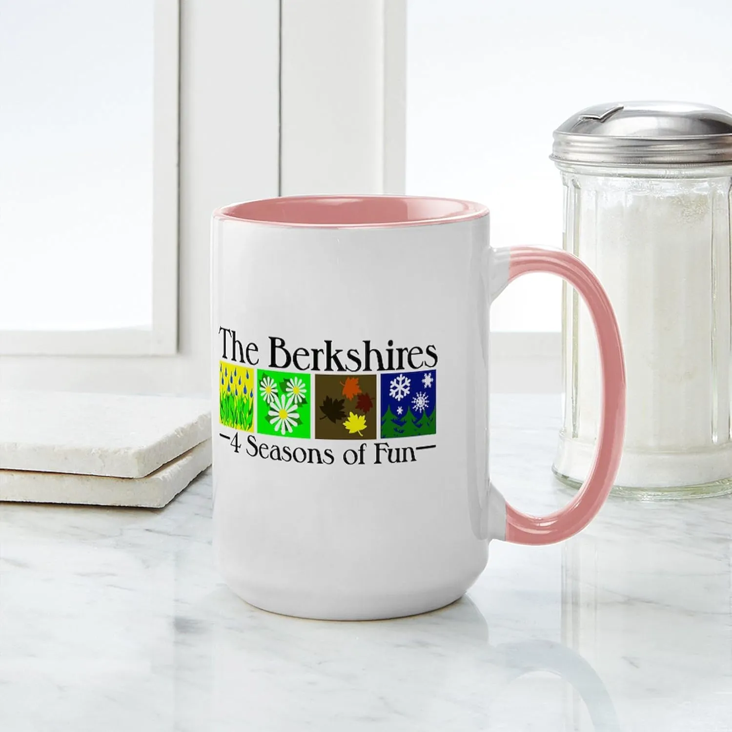 CafePress The Berkshires 4 Seasons Of Fun Large Mug 15 oz (444 ml) Ceramic Coffee Mug