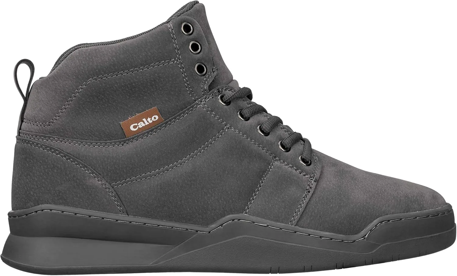 CALTO Men's Invisible Height Increasing Elevator Shoes - Grey Athletic Ankle Top Sneaker Boots - 2.6 Inches Taller - H3122- Size 12 D(M) US