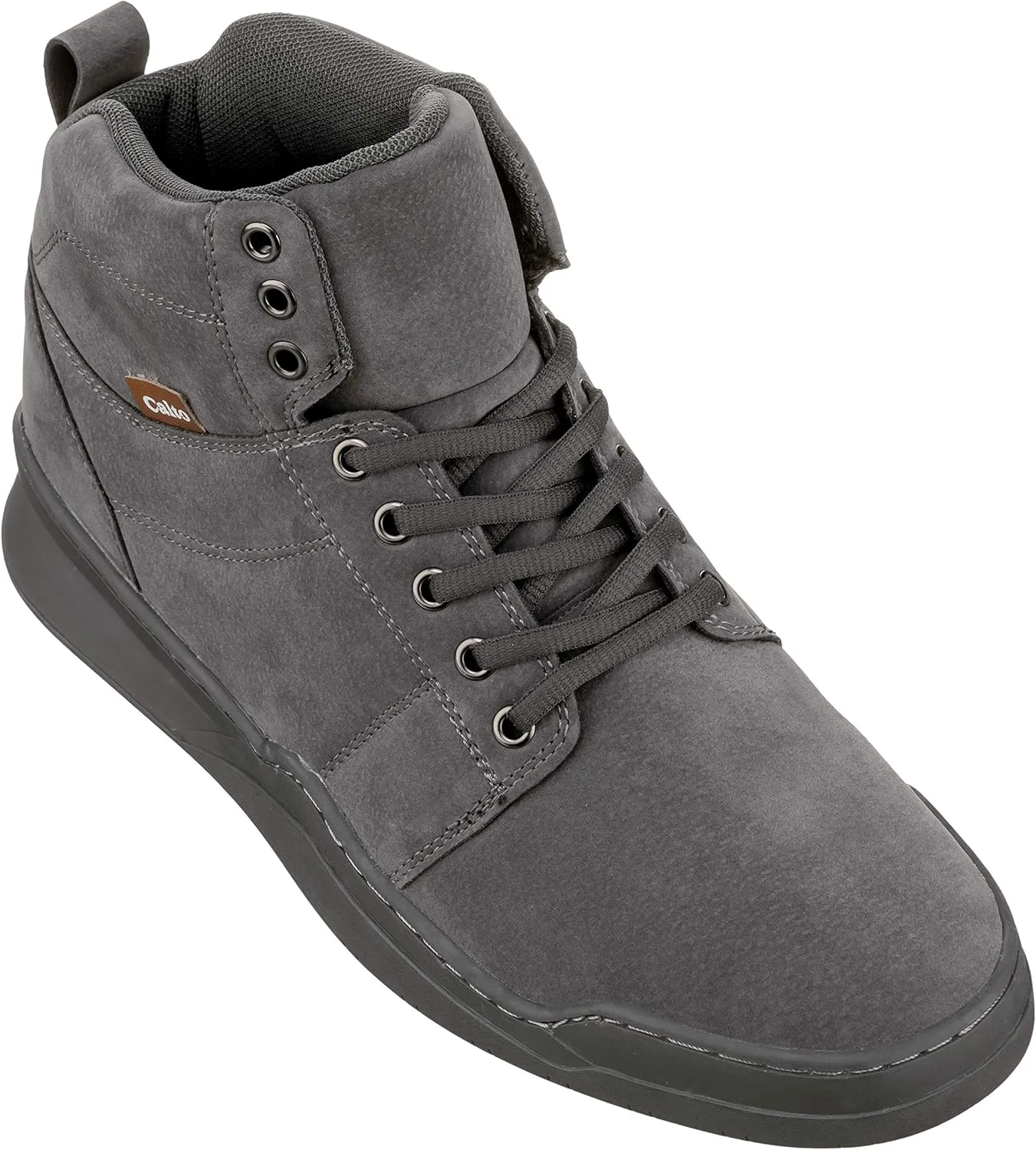 CALTO Men's Invisible Height Increasing Elevator Shoes - Grey Athletic Ankle Top Sneaker Boots - 2.6 Inches Taller - H3122- Size 12 D(M) US