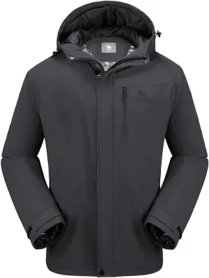 CAMEL CROWN Men's Winter Coat Waterproof Ski Jacket Hooded Windbreaker with Thermal Insulated for Snow Rain Hiking Outdoor