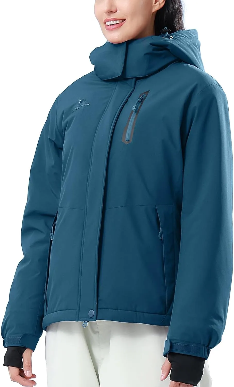 CAMEL CROWN Women's Ski Jacket Waterproof Warm Winter Snow Coat Hooded Mountain Outdoor Windbreaker Windproof Jacket