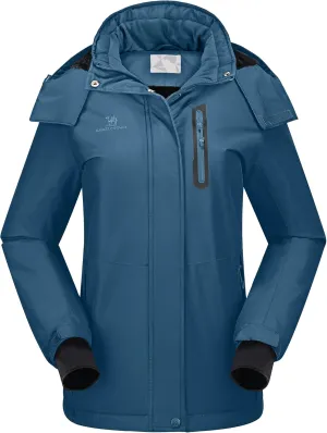 CAMEL CROWN Women's Ski Jacket Waterproof Warm Winter Snow Coat Hooded Mountain Outdoor Windbreaker Windproof Jacket