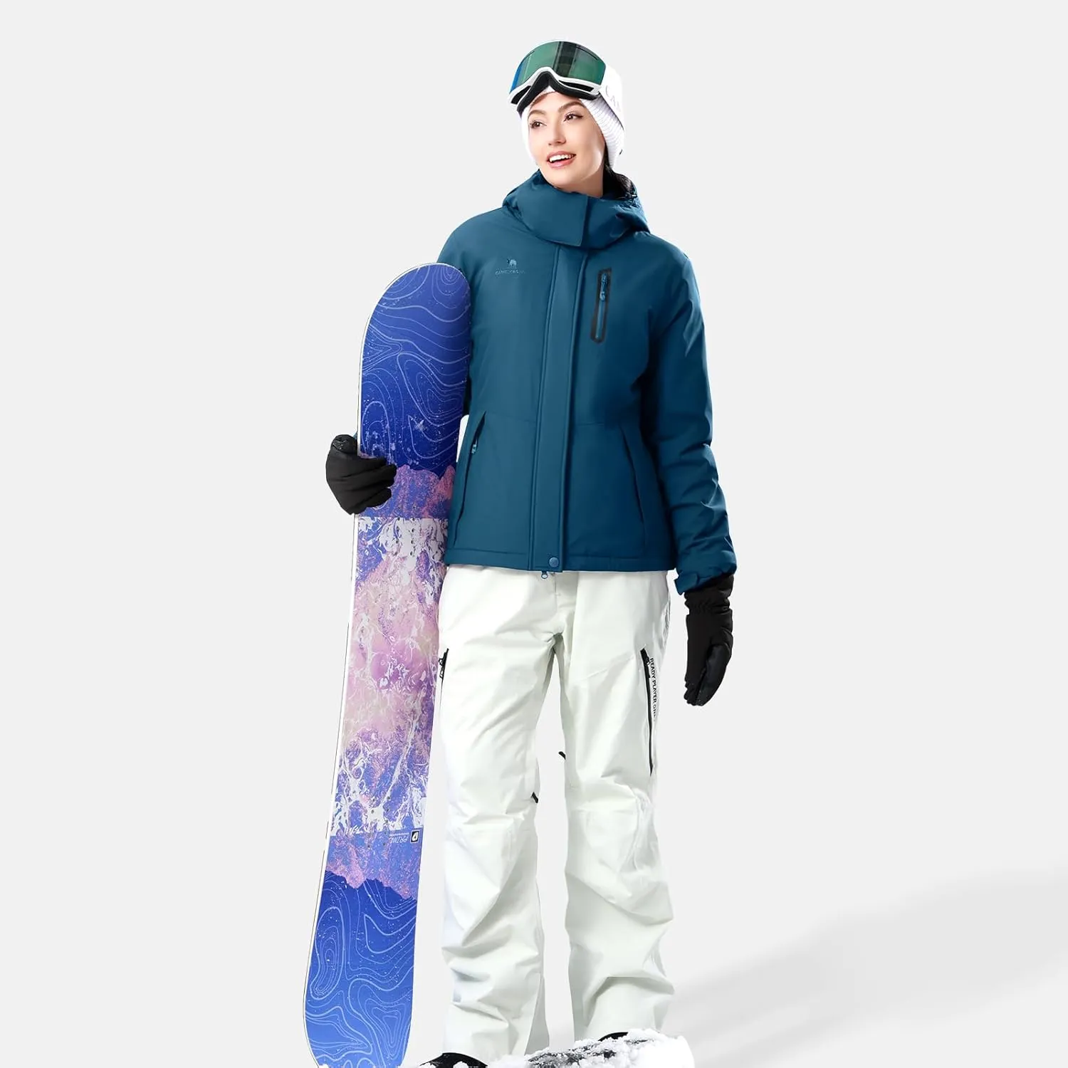 CAMEL CROWN Women's Ski Jacket Waterproof Warm Winter Snow Coat Hooded Mountain Outdoor Windbreaker Windproof Jacket