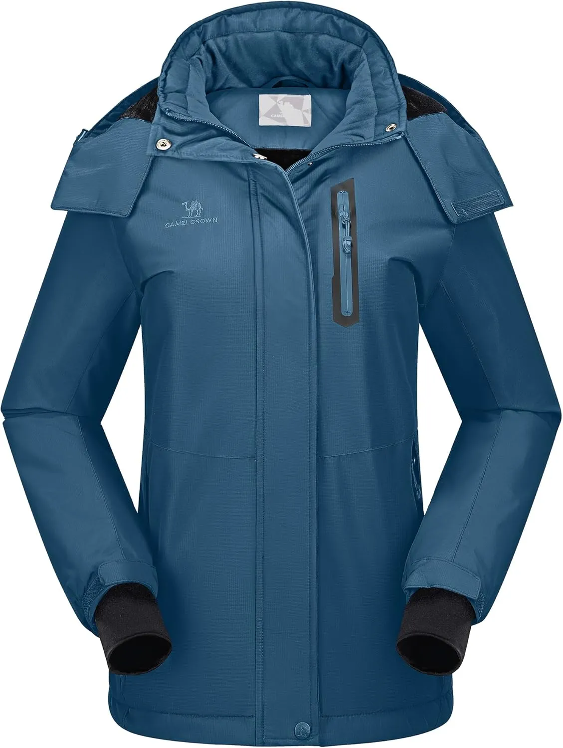 CAMEL CROWN Women's Ski Jacket Waterproof Warm Winter Snow Coat Hooded Mountain Outdoor Windbreaker Windproof Jacket