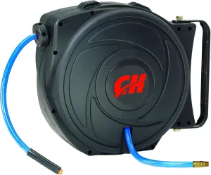 CAMPBELL HAUSFELD 3/8 in. x 50 ft. Enclosed Retractable Hose Reel, Durable PVC, High Volume Air Flow, Air Compressor Hose Reel with Air Hose, Ideal for Professional and Home Use