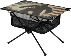 Camping Table Lightweight Portable Folding Table with Mesh Storage Net America Flag Orangutan Ideal for Camping Hiking Beach Picnic Travel Backyard