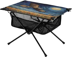 Camping Table Lightweight Portable Folding Table with Mesh Storage Net Eagle Vulture Watercolor Ideal for Camping Hiking Beach Picnic Travel Backyard
