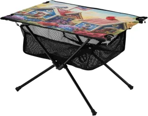 Camping Table Lightweight Portable Folding Table with Mesh Storage Net Flower Garden America Ideal for Camping Hiking Beach Picnic Travel Backyard
