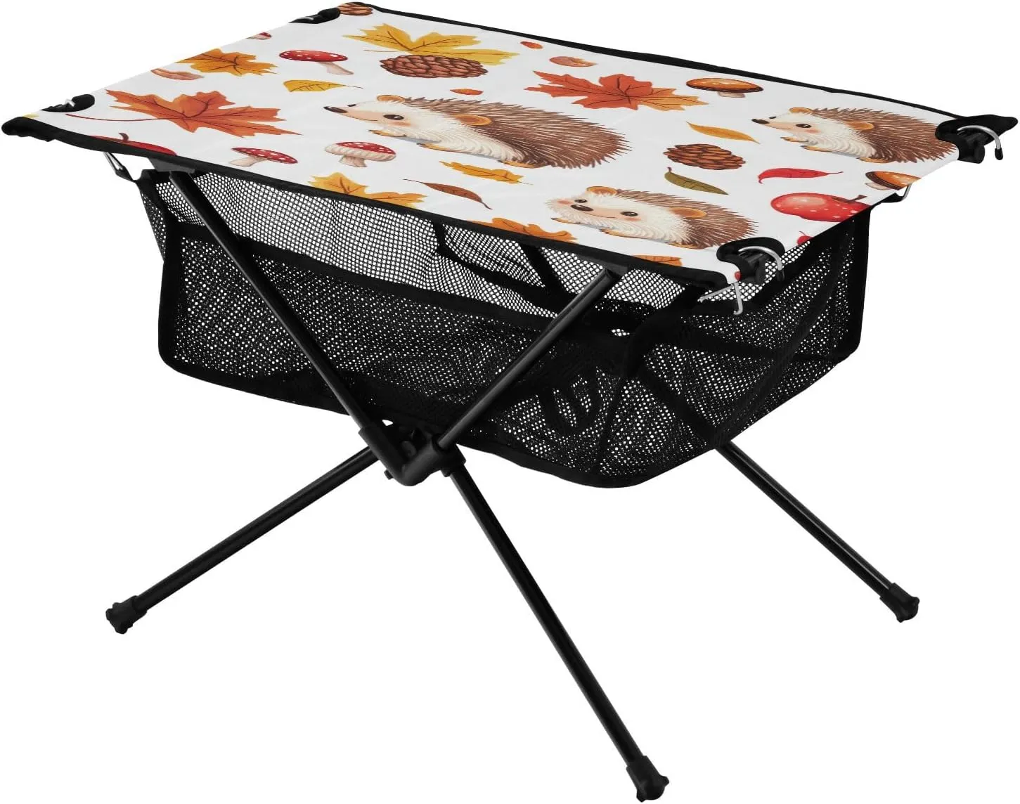 Camping Table Lightweight Portable Folding Table with Mesh Storage Net Mushroom Hedgehog Ideal for Camping Hiking Beach Picnic Travel Backyard