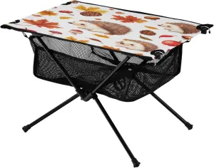 Camping Table Lightweight Portable Folding Table with Mesh Storage Net Mushroom Hedgehog Ideal for Camping Hiking Beach Picnic Travel Backyard