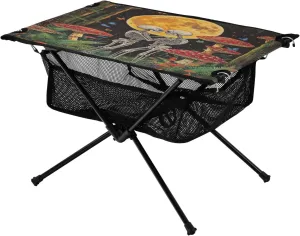 Camping Table Lightweight Portable Folding Table with Mesh Storage Net Mushroom Skull Ideal for Camping Hiking Beach Picnic Travel Backyard