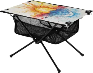 Camping Table Lightweight Portable Folding Table with Mesh Storage Net Orange Blue Star Moon Ideal for Camping Hiking Beach Picnic Travel Backyard