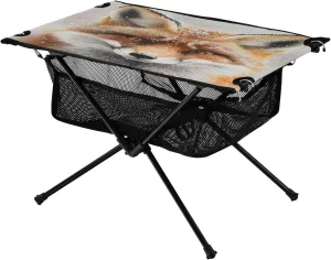 Camping Table Lightweight Portable Folding Table with Mesh Storage Net Red Fox Eye Animal Ideal for Camping Hiking Beach Picnic Travel Backyard