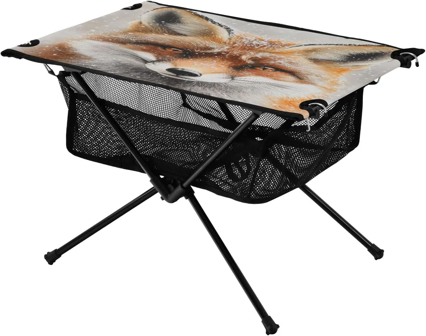 Camping Table Lightweight Portable Folding Table with Mesh Storage Net Red Fox Eye Animal Ideal for Camping Hiking Beach Picnic Travel Backyard