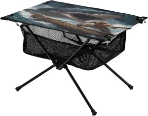 Camping Table Lightweight Portable Folding Table with Mesh Storage Net Shark Bamboo Raft Ideal for Camping Hiking Beach Picnic Travel Backyard
