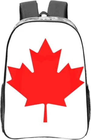 Canadian Flag Transparent Backpack-16-Inch Pvc Clear Backpack With Side Pockets,Black