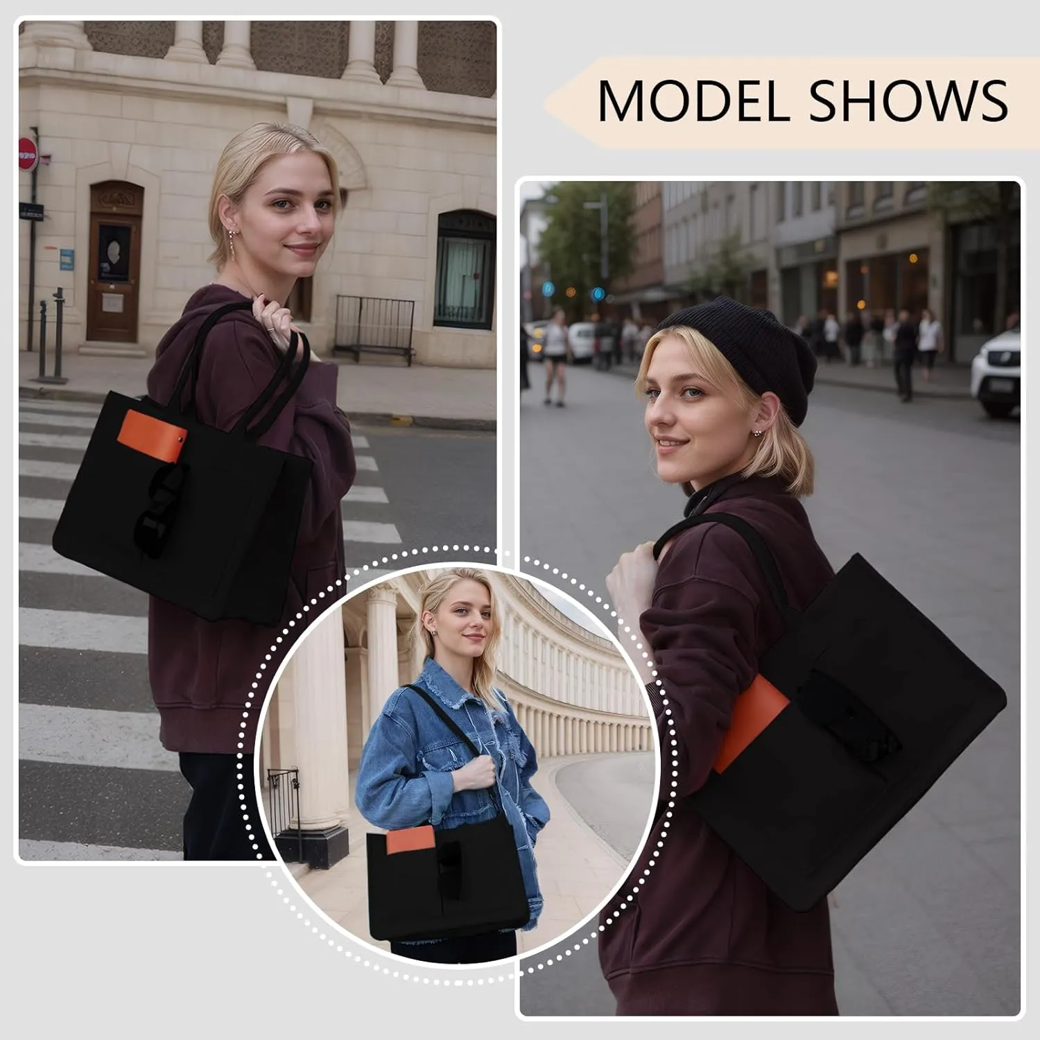 Canvas Tote Bag for Women with Pockets Crossbody Shoulder Bag Multi-Compartment Handbag for Work Travel with Zipper