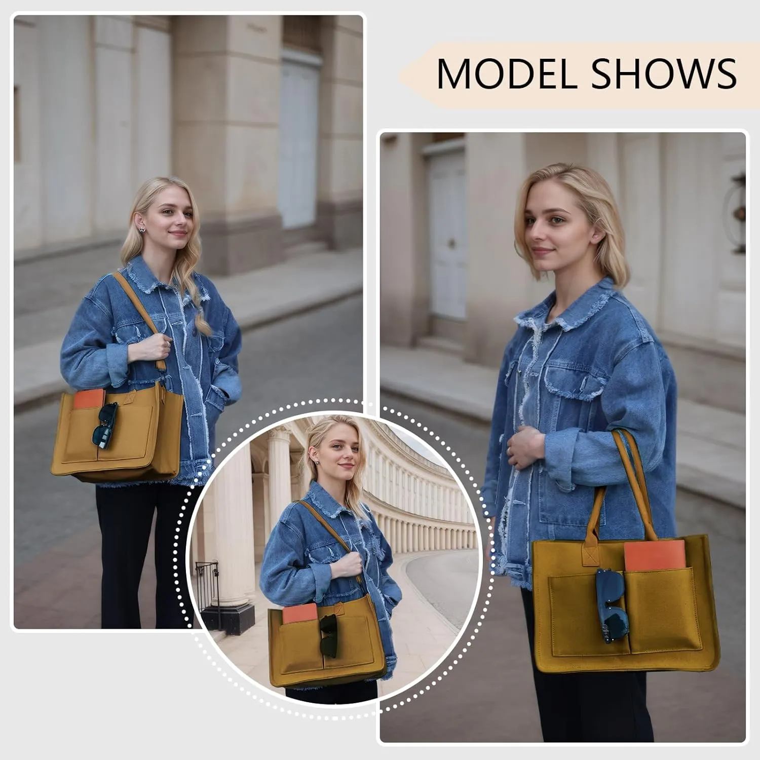 Canvas Tote Bag for Women with Pockets Crossbody Shoulder Bag Multi-Compartment Handbag for Work Travel with Zipper