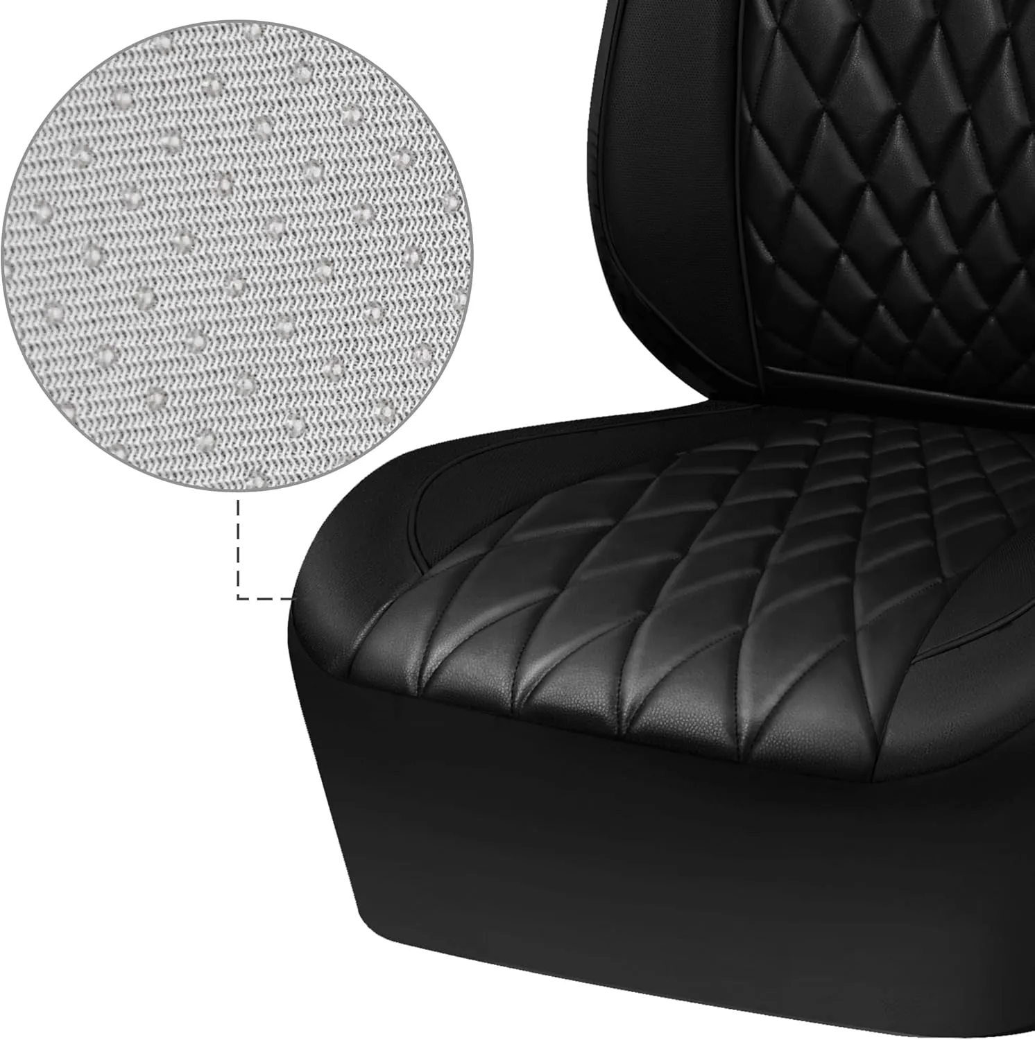 CAR PASS Piping Luxury Faux PU Leather Two Front Car Seat Covers, Waterproof Anti Slip Seat Covers Compatible with Front Seat Armrests,Universal Fit for Suvs,Vans,Trucks, Airbag Compatible(All Black)