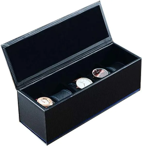 Carbon Fiber Artificial Leather 5 Storage Display Mechanical Watch Watch Packaging Box Collection Box Handmade