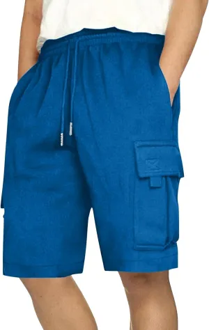Cargo Shorts for Men Big and Tall Hiking Workout SweatShorts Summer Casual Elastic Waist Knee Length Bermuda Shorts