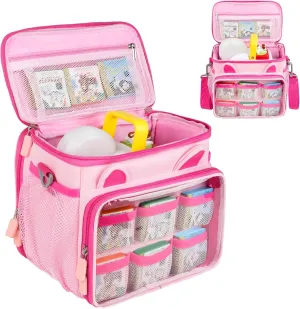 Carrying Case Compatible with Little Tikes Story Dream Machine Books Starter Set, Portable Cute Storage Bag for Storybook, Character & Accessories, Pink(Bag Only)
