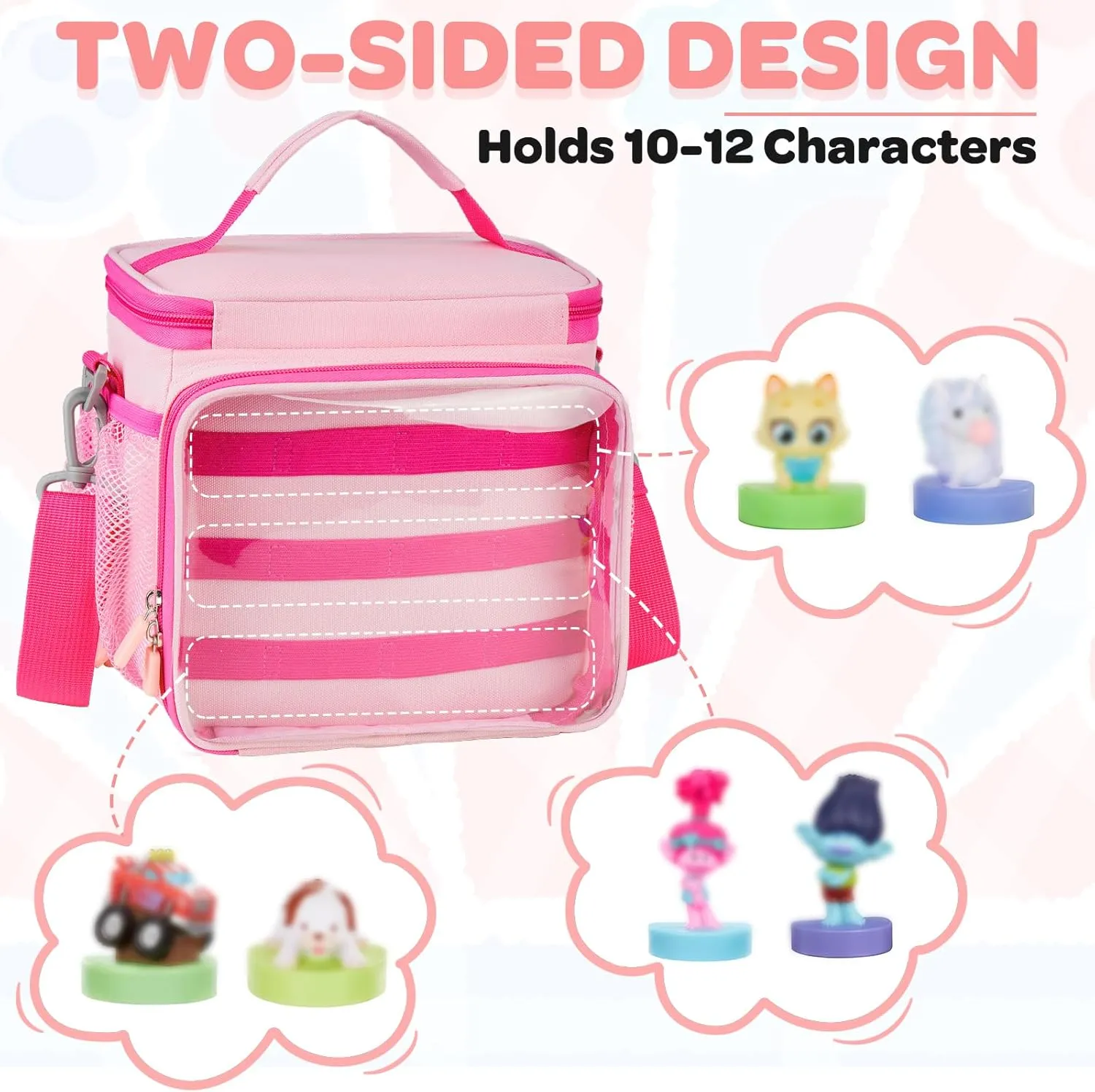 Carrying Case Compatible with Little Tikes Story Dream Machine Books Starter Set, Portable Cute Storage Bag for Storybook, Character & Accessories, Pink(Bag Only)