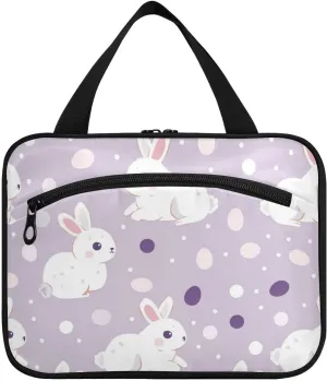 Cartoon Cute White Rabbit hanging travel bags for men with hook, designer washable snack bag for trip essentials cruises organizador de maquillaje para L