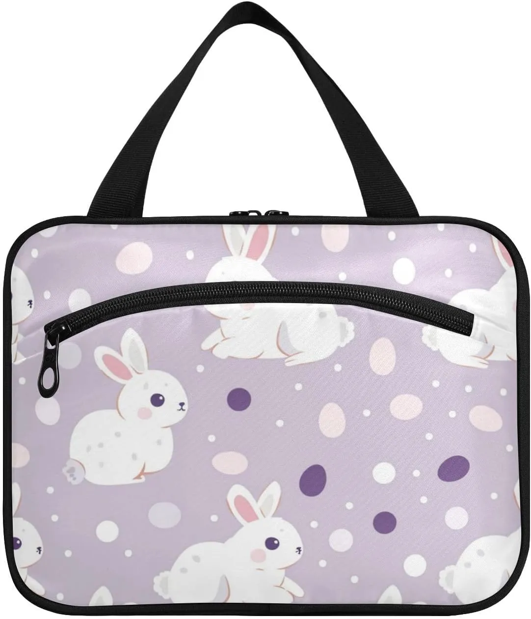 Cartoon Cute White Rabbit hanging travel bags for men with hook, designer washable snack bag for trip essentials cruises organizador de maquillaje para L