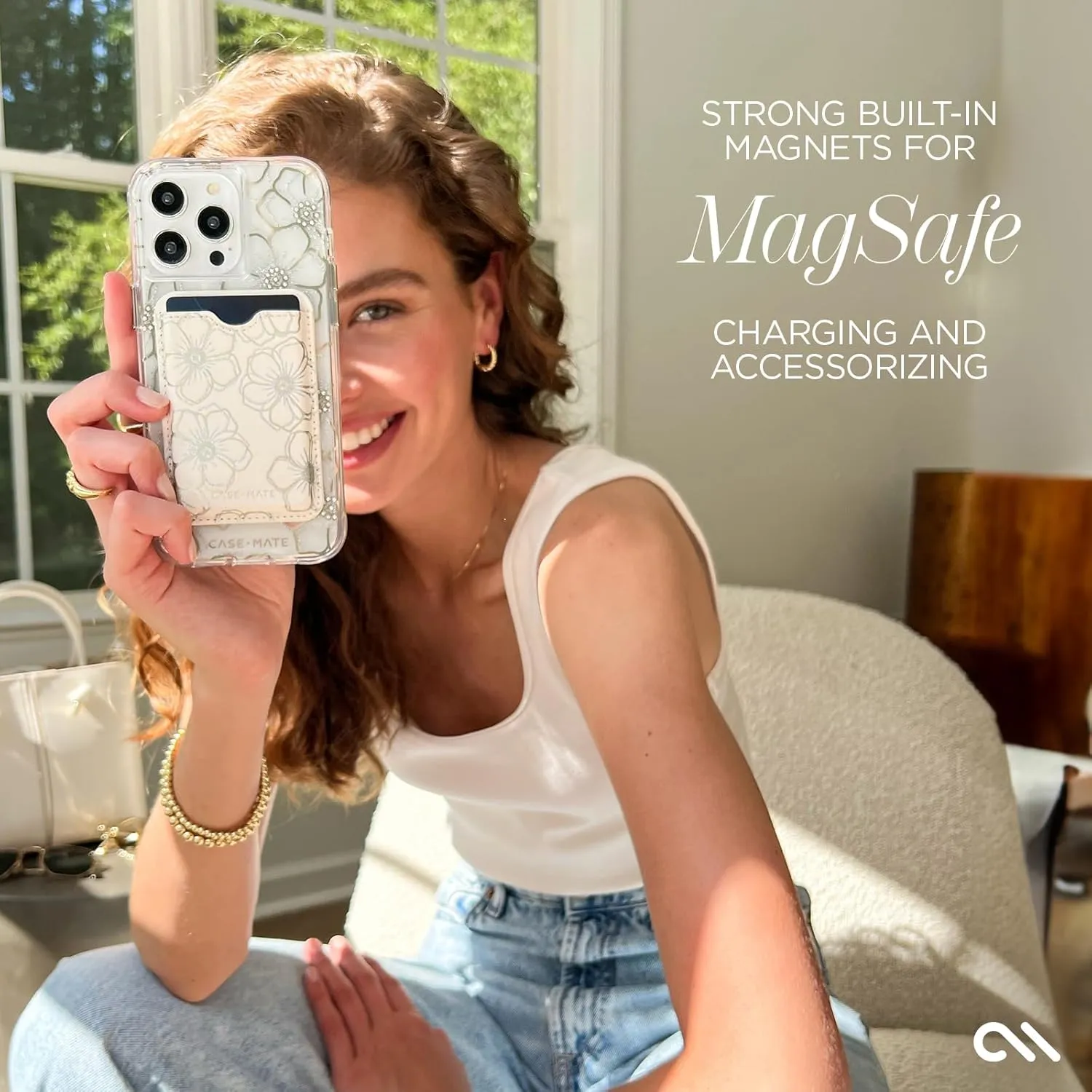 Case-Mate iPhone 15 Pro Max Case - Floral Gems [12ft Drop Protection] [Compatible with MagSafe] Magnetic Cover with Sparkly Rhinestones for iPhone 15 Pro Max 6.7", Anti-Scratch, Shockproof, Slim