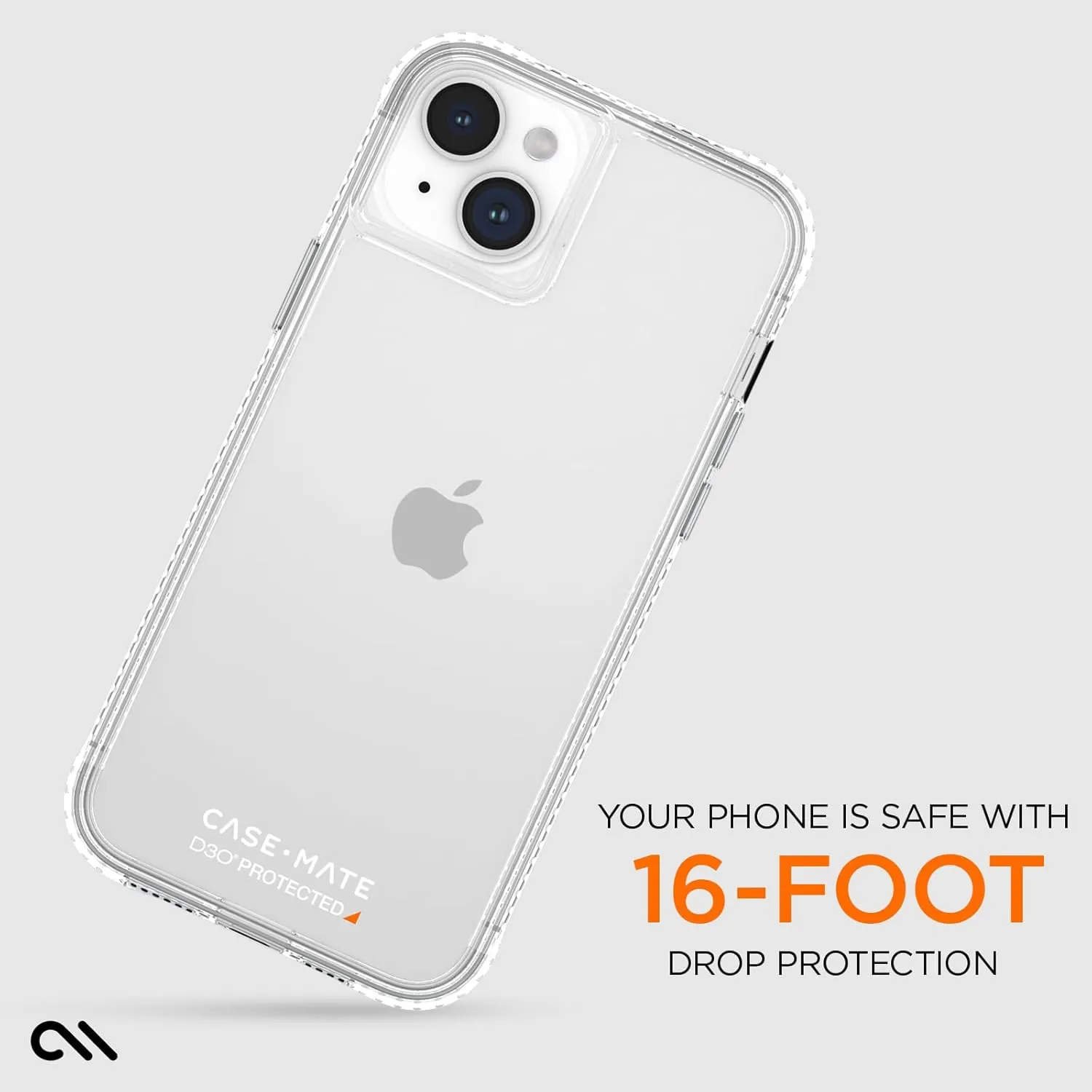 Case-Mate Tough Clear iPhone 15 Case [16ft D3O Drop Protection] [Wireless Charging Compatible] Phone Case for iPhone 15 6.1", Shock Absorbing Materials, Anti Yellow, Anti Scratch Technology