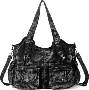 Casual Washed Denim Shoulder Bags Top Handle Lady's Hobo Bags Women Purses And Handbags