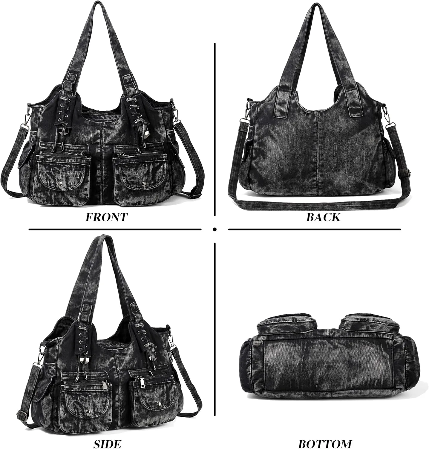 Casual Washed Denim Shoulder Bags Top Handle Lady's Hobo Bags Women Purses And Handbags